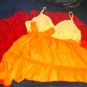 3XL, tri color long dress